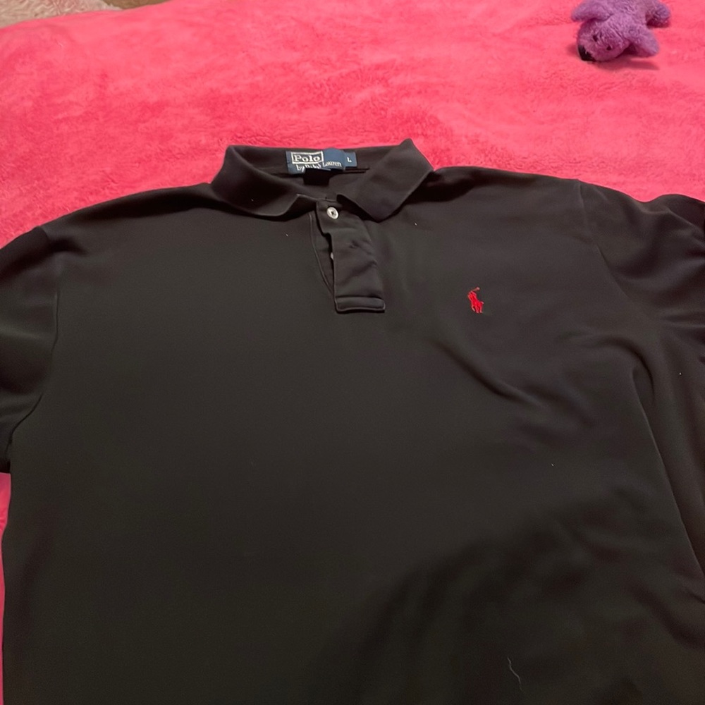 Polo black interlock shirt mens large
